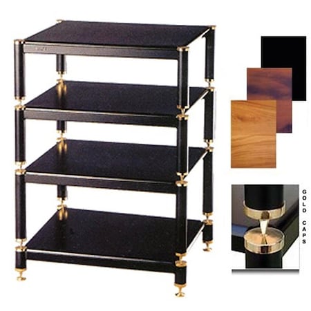 Vti Mfg BL404GB -13 4 Gold Capspike Black Poles 4 Black Shelves 13, 9, 7 in. Stand VT599019